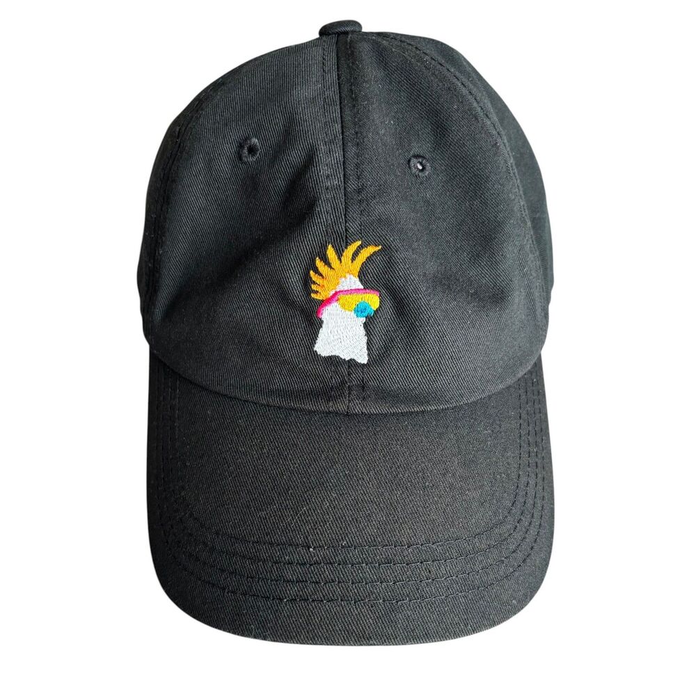 Chubbies Unisex Black Baseball Cap Embroidered Cockatoo Bird Character Graphic